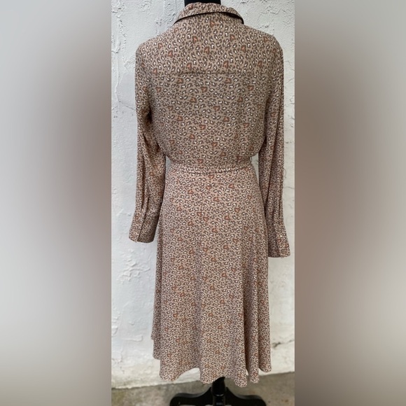 Nanette Lepore Collared Tie Waist Long Sleeve Pleated Multi Print Dress - Size 6 - Picture 11 of 16